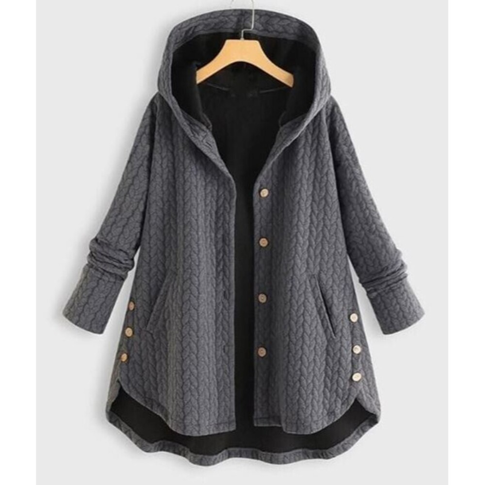 Cellabie Hooded Sweater Coat NWT Gray Loose Fitting Jacket Womens Size 2XL